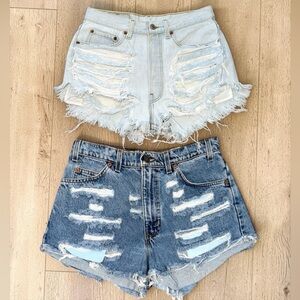 Vintage Levi’s RARE Orange Tab and 90’s Distressed Jean Short Bundle Size 26